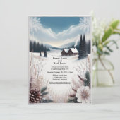 Rustieke Winter Cabin Huwelijksuitnodiging Kaart (Staand voorkant)