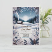 Rustieke Winter Cabin Huwelijksuitnodiging Kaart (Staand voorkant)