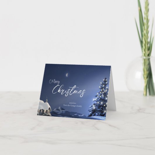 Rustieke Winter Cabin & Pine Tree Kerstmis Feestdagen Kaart (Voorkant)