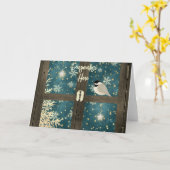 Rustieke winter cabine raam ster sneeuwvlok chicka kaart (Gele Bloem)