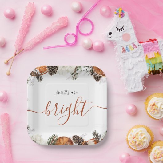 Rustieke Winter Citrus & Pine Vakantie Party Papieren Bordje (Feest)