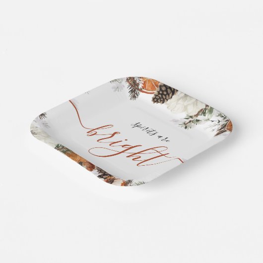 Rustieke Winter Citrus & Pine Vakantie Party Papieren Bordje (Gebogen)