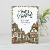 Rustieke Winter Cottage Kerstmis Feestdagenkaart (Staand voorkant)