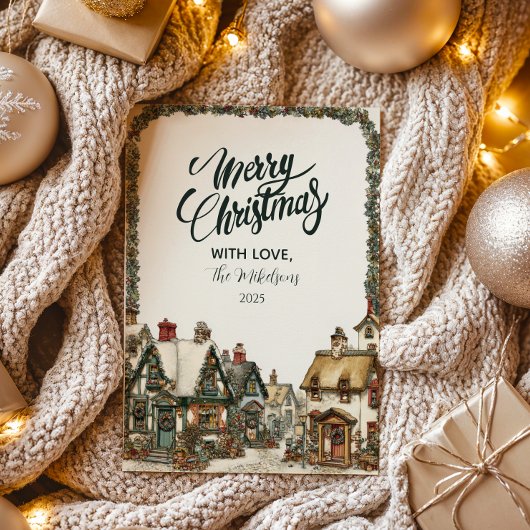 Rustieke Winter Cottage Kerstmis Feestdagenkaart