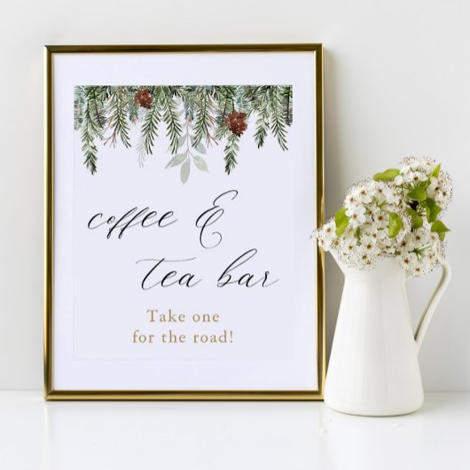 Rustieke winter dennen Coffee and Tea Bar bord Poster