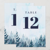 Rustieke Winter Dennenboom Bos Tafelnummer (Voorkant / Achterkant)