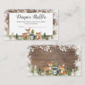 Rustieke Winter Dieren Woodland Luier Raffle Informatiekaartje (Voorkant / Achterkant)