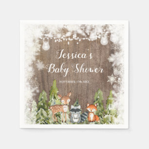 Rustieke Winter Dieren Woodland Verjaardagspapier Servet