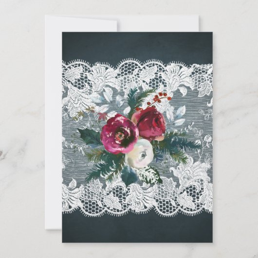 Rustieke winter elegante bloemenkoppels douche kaart (Achterkant)