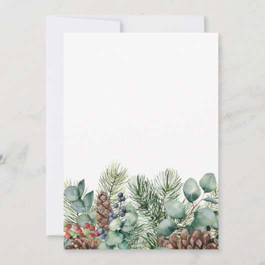Rustieke winter en dennenboom bos bruiloft kaart (Achterkant)