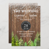 Rustieke Winter Evergreen Sneeuw Huwelijksuitnodig Kaart (Voorkant / Achterkant)