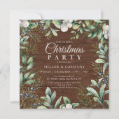 Rustieke Winter Floral Corporate Kerstfeest Kaart (Voorkant)