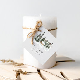 Rustieke Winter Forest Cabin Wedding Bedankjes Labels
