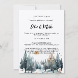Rustieke Winter Forest Mountain Outdoor Wedding Kaart