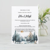 Rustieke Winter Forest Mountain Outdoor Wedding Kaart (Staand voorkant)