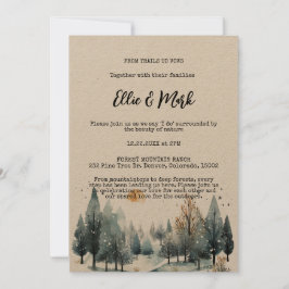 Rustieke Winter Forest Mountain Outdoor Wedding Kaart
