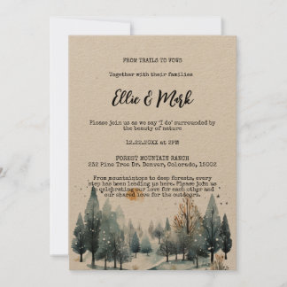 Rustieke Winter Forest Mountain Outdoor Wedding Kaart