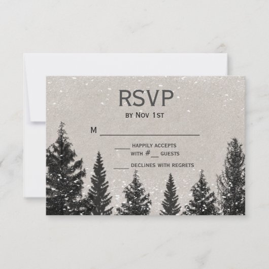 Rustieke Winter Forest RSVP-kaart RSVP Kaartje (Voorkant)