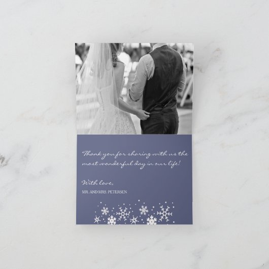 Rustieke winter foto schuur hout bruiloft dank u bedankkaart (Binnen)