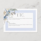 Rustieke Winter Frosty Blauw & Wit Bloemen Details Informatiekaartje (Voorkant)