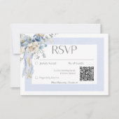 Rustieke Winter Frosty Blauw & Wit Bloemen RSVP Kaartje (Voorkant)