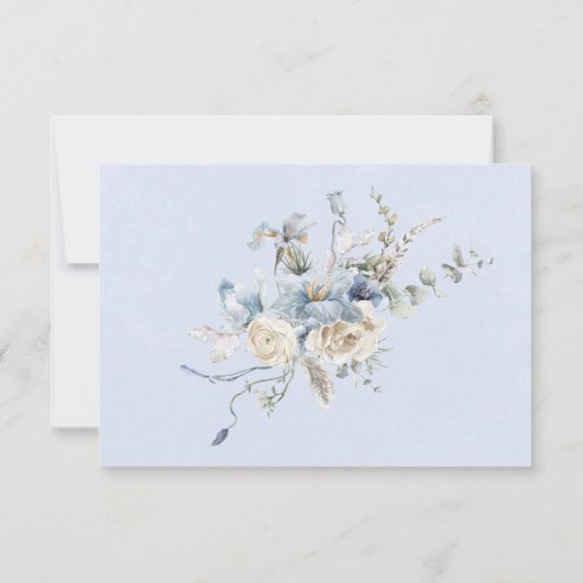 Rustieke Winter Frosty Blauw & Wit Bloemen Save The Date (Achterkant)