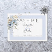 Rustieke Winter Frosty Blauw & Wit Bloemen Save The Date