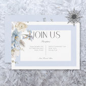Rustieke Winter Frosty Blue & White Floral Recepti Informatiekaartje
