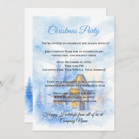 Rustieke Winter Gezellig Feest Corporate Holiday Kaart (Voorkant / Achterkant)
