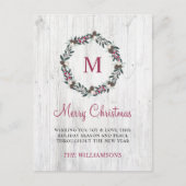 Rustieke Winter Greenery Berry Krans Christmas Woo Feestdagenkaart (Voorkant)