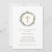 Rustieke Winter Greenery Krans Eerste Heilige Comm Kaart (Voorkant)