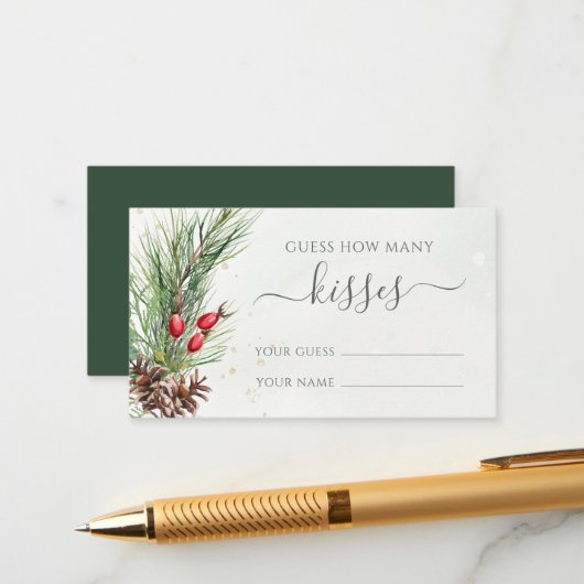 Rustieke Winter Greenery Raad hoeveel kussen spel Informatiekaartje (Voorkant / Achterkant in situ)