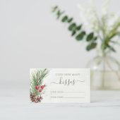 Rustieke Winter Greenery Raad hoeveel kussen spel Informatiekaartje (Staand voorkant)