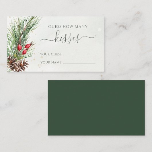 Rustieke Winter Greenery Raad hoeveel kussen spel Informatiekaartje (Voorkant / Achterkant)