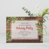 Rustieke Winter Greenery Zakelijke Vakantie Party Kaart (Staand voorkant)