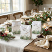 Rustieke winter groen bessen dennenappel bruiloft bedankdoosjes