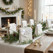 Rustieke winter groen bessen dennenappel bruiloft bedankdoosjes