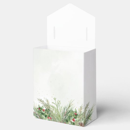 Rustieke winter groen bessen dennenappel bruiloft bedankdoosjes (Geopend)