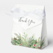 Rustieke winter groen bessen dennenappel bruiloft bedankdoosjes (Voorkant Zijde)