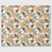 Rustieke winter groen citrus botanische kerst cadeaupapier (Vlak)