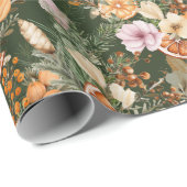 Rustieke winter groen citrus botanische kerst cadeaupapier (Rol Hoek)