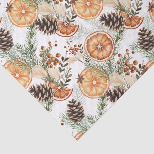 Rustieke winter groen citrus botanische kerst tissuepapier (Detail)