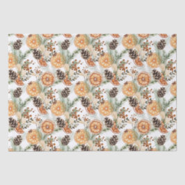 Rustieke winter groen citrus botanische kerst tissuepapier