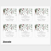 Rustieke winter groen rode kerst bessen vierkante sticker (Vel)