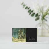 Rustieke winter groenblijvende oude barnwood huisj visitekaartje (Staand voorkant)