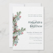 Rustieke Winter Holly Berries bruiloft Kaart (Voorkant)