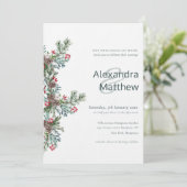 Rustieke Winter Holly Berries bruiloft Kaart (Staand voorkant)