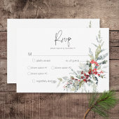 Rustieke Winter Holly Berries & Sneeuw Bruiloft RSVP Kaartje