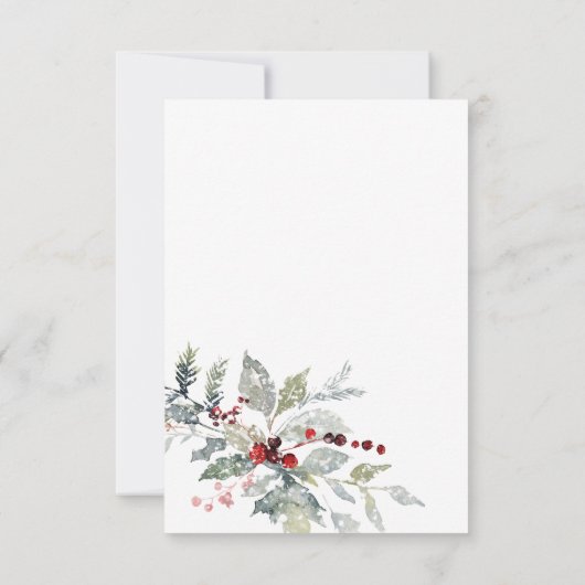 Rustieke Winter Holly Berries & Sneeuw Bruiloft Save The Date (Achterkant)