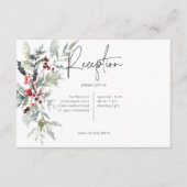 Rustieke Winter Holly Berries & Sneeuwreceptie Informatiekaartje (Voorkant)